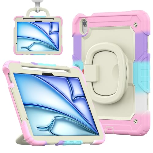 Coque iPad Air 11 M2 2024 silicone antichoc et rigide avec anneau support