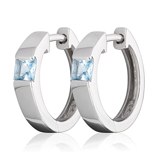 NKlaus Paar 16mm 925 Sterling Silber Klappcreolen Zirkonia hellblau Ohrringe rhodiniert 2112 Cover