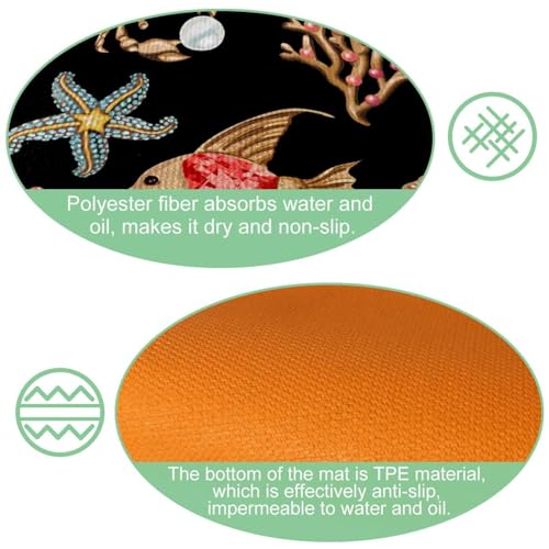 Alfombra absorbente para cocina y pasillo con alegres motivos de coral 6