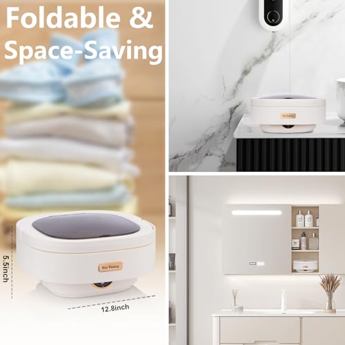 Portable Washing Machine Pink, 16L Upgraded with Spin Basket & 30 Laundry Detergent Sheets, 3 Cleaning Modes for Small Clothes, Foldable Mini Laundry Machine for Home, Apartment, Hotel & Camping - Image 7