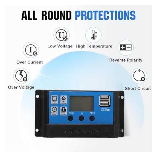 Kit de Panel Solar, Cargador Solar Impermeable de 15W con Controlador Cargador de Batería Solar para Coche Automotriz