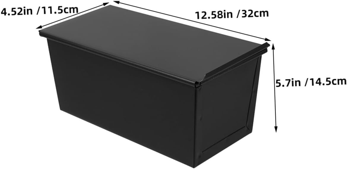 Black Stainless Iron Bread Pan with Lid 1000g Nonstick Loaf Baking Mold for Home Kitchen Toast Box