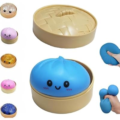 Dumpling Squishies,Glitter Dumpling, Glitter Squishy with Box,Easter Basket Stuffers(Blue)