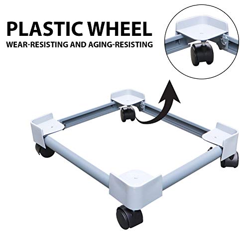 Image of Zureni Refrigerator Trolley with 360 Rotating Wheel Heavy Duty Adjustable Stand for Front or Top Load Washing Machine Fridge Dishwasher (Light Grey, Pack of 1)