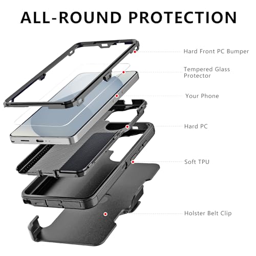 for Samsung Galaxy S26 Ultra Case with Belt Clip Holster, 2X Screen Protector, Heavy Duty 3-Layer Military Grade Rugged Full Body Shockproof Protection Phone Cover for Galaxy S26 Ultra (Black) by Zuianrll - Used condition - Image 4