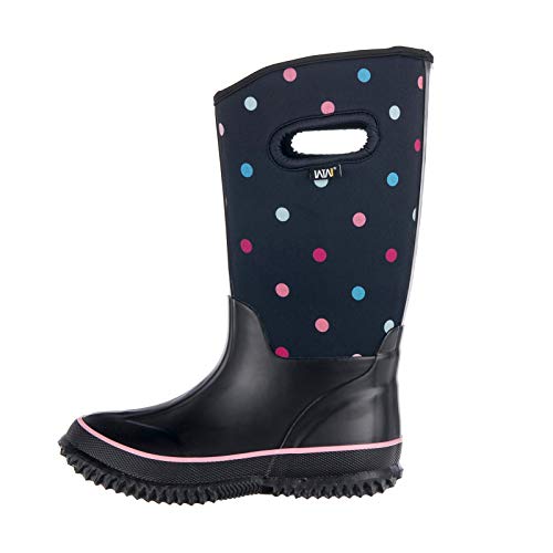 Wtw Kids Rubber Rain Boots - Neoprene Insulated 100% Waterproof Mid Calf Muck Boots For Boys And Girls Winter Snow Boots #TOP1
