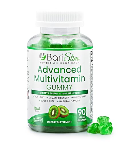 BariSlim Advanced Bariatric Multivitamin Gummies - Specially Formulated Bariatric Vitamins for Patients After Weight Loss Surgery - Supports Energy & Immune Health | Kiwi (90 Vegan Gummies)