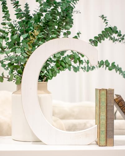 BarnwoodUSA LLC Rustic Large Alphabet Letters - Standing Wooden Monogram for Mantel & Fireplace Decor - Decorative White Wash Wall Letter Blocks - (C - 15.75