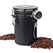 DUBUOZA 1,8 LKaffeedose Luftdicht aus Edelstahl, Kaffeebohnen Beh&auml;lter,Kaffeedose mit Datumsanzeige und Messl&ouml;ffel aus Edelstahl, geeignet f&uuml;r Kaffeebohnen, Teebl&auml;tter, N&uuml;sse und Kakao (schwarz)