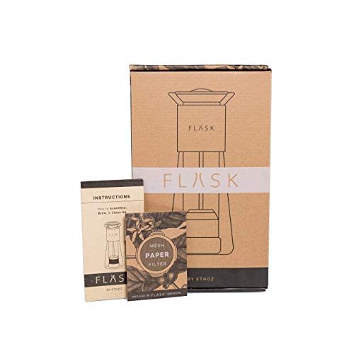Ethoz Flask Glass Coffee And Tea Brewer By Planetary Design, 17 Fl.oz. / 500 Ml, Elegant At Home Brewing, Espresso Or French Press Style Coffee Brew, Easy To Clean, Sleek Stylish Carafe #TOP4