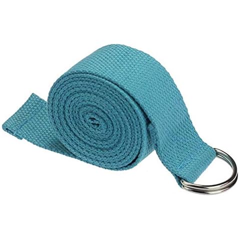 Correa de Yoga correas de ejercicio de algodón duraderas en 10 colores con hebilla de Metal ajustable en forma de D para estiramiento, Pilates, Fitness General, flexibilidad y terapia física Sky Blue Cover