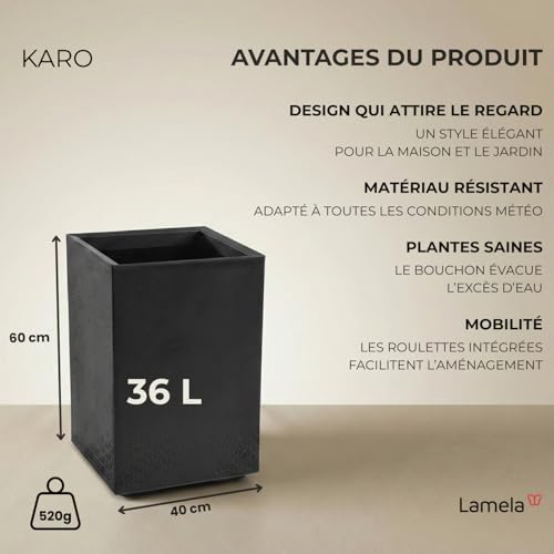 Cache-pot avec drainage résistant aux intempéries - Bac à plantes 36 L - 3