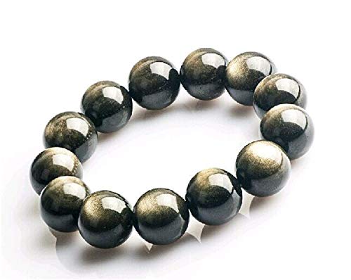 Obsidienne dorée naturelle 16mm bracelet de luxe pour homme et femme
