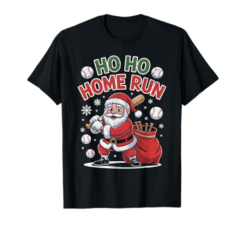 Ho Ho HOME Run Funny Baseball lover�N���X�}�X�T���^�n�b�g T�V���c