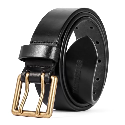 Premium Top-grain Leather Belt for Men, 5mm Thick, Copper buckle, Brown, Casual, Durable