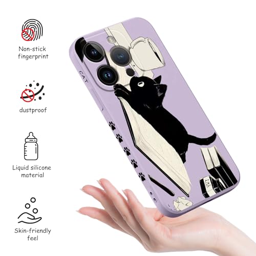 Coque iPhone 15 Pro violet chat floral 6,1 pouces anti-chocs douce - 4