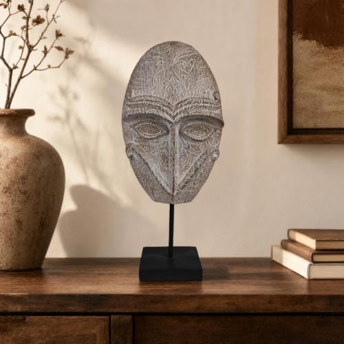 Máscara tribal conceptual con relieve de rostro humano y adorno de ojos grandes 6