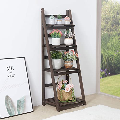 Unho 4 Tier Plant Stand: Tall Ladder Shelf Wooden Step Display Rack For Small Potted Plants Flowers Succulents Indoor Garden Patio Lawn Decors #TOP1