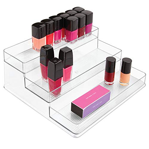 iDesign - 41630 Linus Plastic Stadium Rack, 3-Tier Organizer for Bathroom Countertop, Vanity, Kitchen, Office, Craft Room, 10.25