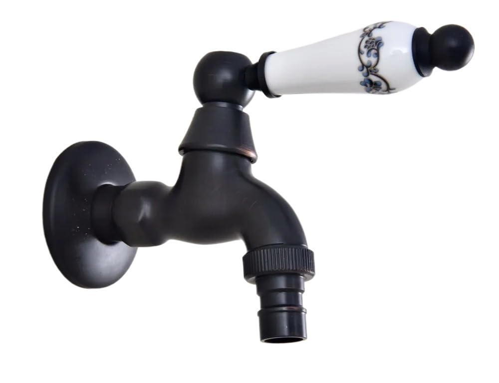 Grifo Mural de latón Negro. Grifo Elegante para Cocina y baño. Conector para Manguera de jardín. Suministro de Agua para Inodoro y Lavadora. Diseño Elegante. Fácil instalación.