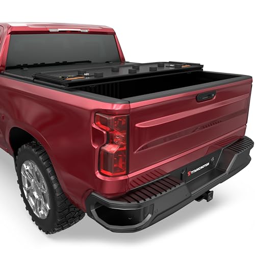 TITANICMOTOR Hard Tri Fold Truck Bed Tonneau Cover Compatible for 2014-2018 Chevy Silverado GMC Sierra 1500 2015-2018 Silverado Sierra 2500 3500 HD Fleetside 5.8FT 69.6Inch
