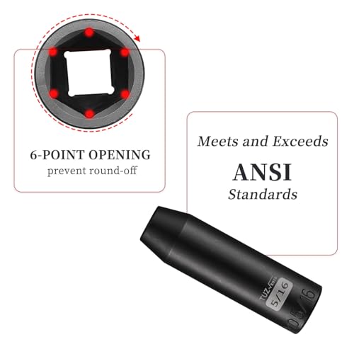 Image of 3 /8 inch Square Drive 5 /16 inch SAE Impact Socket,Hex Deep Socket Design,CR-MO Steel for Nut repair for Any Application