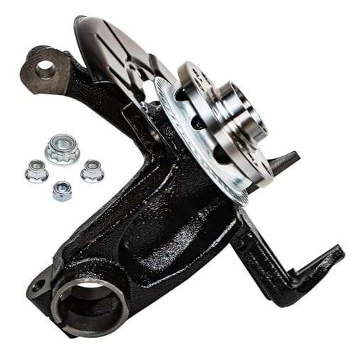 Image of Detroit Axle - Front Left Steering Knuckle Kit for 99-05 Volkswagen Jetta Beetle, 99-04 Golf, Driver Side Steering Knuckle & Wheel Bearing Hub CV Axle 2000 2001 2002 2003 Replacement