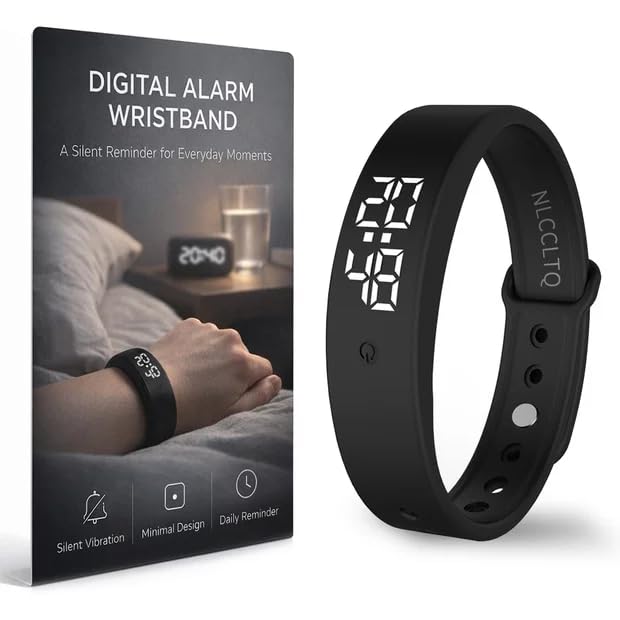 NLCCLTQ Vibrating Alarm Wristband Heavy Sleepers Adults Wrist Band Shock Clock Watch Bands for Deaf People Silent Bracelet Sleeper Wearable Bed Shaker Sleep Tracker Ring Watches Sleep Apnea Machine