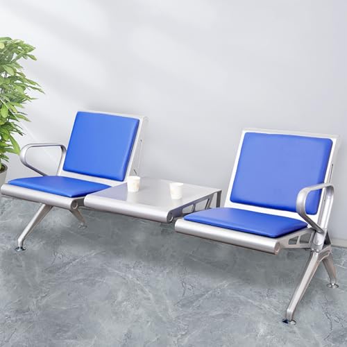 Sillas de espera de 2 plazas con mesa central y estructura de acero para recepciones