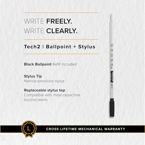 Image of Cross Tech 2 Satin Metallic Macchiato Ballpoint Pen with Black PVD Trim and Stylus - Refillable, Medium Point, Black Ink, Luxury Gift Box