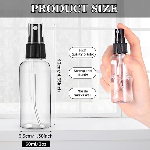 Roshtia 100 Pcs 2 Oz Plastic Spray Bottles Mini Spray Bottles With Black Cap Clear Empty Fine Mist Spray Bottles Refillable Liquid Container Sprayer For Essential Oils Perfumes Travel Makeup #TOP1