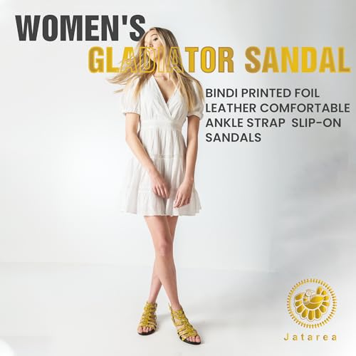 JATAREA Slip-On Flat Gladiator Sandals for Women | Comfortable Ankle Strap Open Toe Cross Strappy Womens Gladiator Sandals Perfect for Dressy Summer3