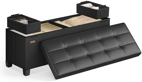 SONGMICS Storage Ottoman, Storage Bench with Legs, 15 x 43.3 x 15...
