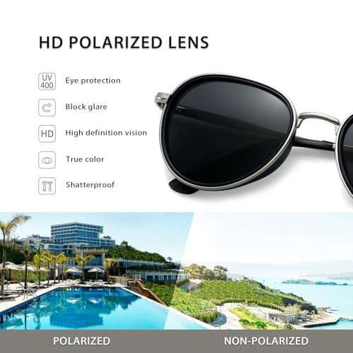 SUNGAIT Round Classic Polarized Sunglasses for Women Men Vintage Style Unique Design Shades with Spring Hinge UV400 Lens3