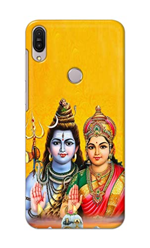 Image of PRINTFIDAA Lord Shiva Parvati Yellow Background Printed Designer Hard Back Case Cover for Asus Zenfone Max Pro (M1) ZB601KL / ZB602KL (5.99 inch) -(TY) MVN1008