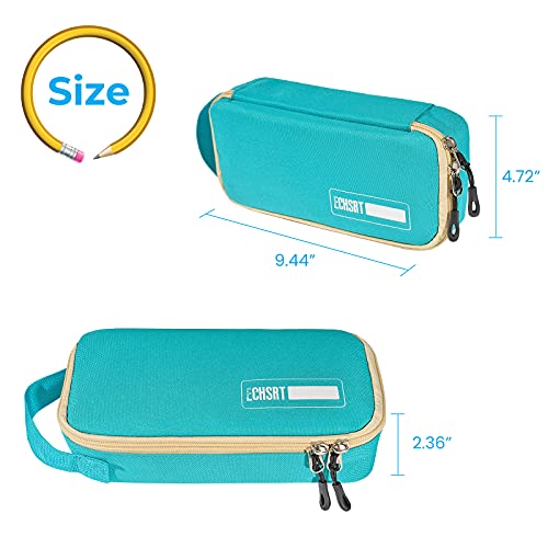 Echsrt Big Capacity Pencil Case Pen Pouch Large Pencil Bag For Office Portable Stationery Bag With Handle 2Pack Teal & Beige #TOP3