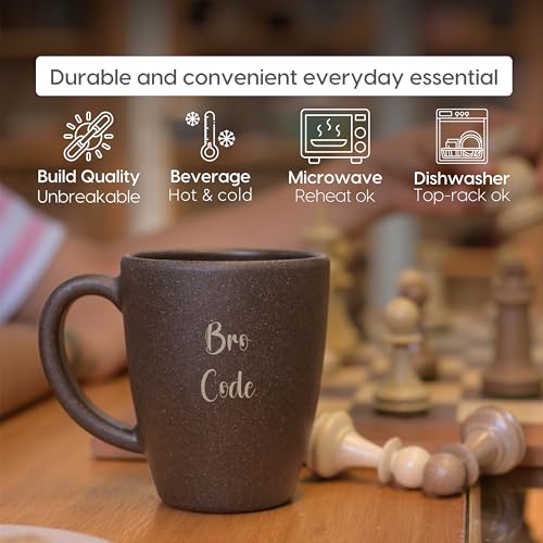 Image of Eha Earth Friendly Customised Coffee Mug, Coaster with Bag 300 ml, Set of 1 | Made with Rice Husk Biocomposite | Personalized Gifts for Friends and Family | Coffee