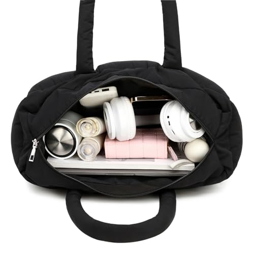 Image of Puffer Tote Bag, Quilted Puffy Purse, Cute Padded Winter Shoulder Bags, Lightweight Down Handbag for Women Work Travel