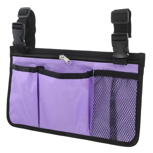 VINTORKY Bolsa Colgante Lateral para Silla de Ruedas de Tela Oxford Morada, Desmontable y Práctica, Organizador Antidesgaste para Andador y Reposabrazos, Adecuado para Viajes y Uso Diario