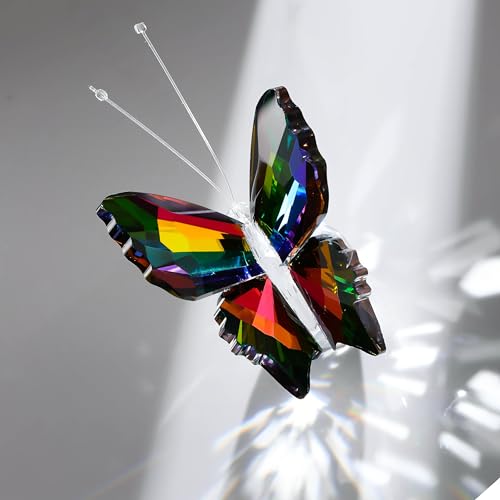 Qianwei Crystal Butterfly Gifts For Women Green - Handmade Butterfly Glass Animals Collectible Figurines Crystal Office Desk Table Home Decor Paperweight thumb #3