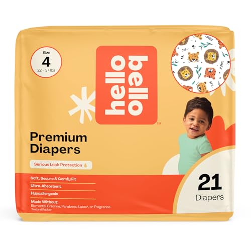 Image of Hello Bello Diapers, Size 4 (22-37 lbs) Wild Cats, 21 Count of Premium Disposable Baby Diapers, Hypoallergenic with Soft, Cloth-Like Feel