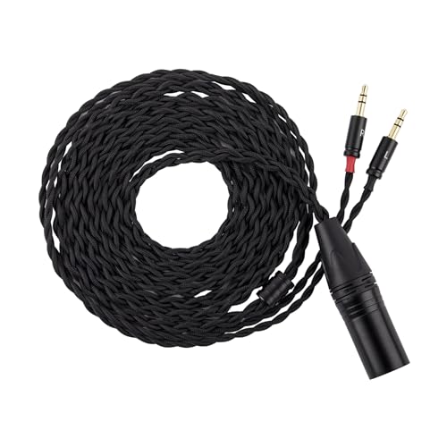 Linsoul Tripowin Nova Monitor Headphone Cable, Over-Ear Headphone Wire, 4-Strand Silver Foil/OCC Hybrid Upgrade Cable, 2M, Dual 3.5mm to 4.4mm/3.5mm/XLR Plug, for Musicians&Audiophiles (XLR, Black)