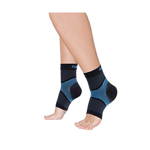 Copper Fit ICE Plantar Fascia Compression Foot and Ankle Sleeve Infused with Menthol, 1 Pair