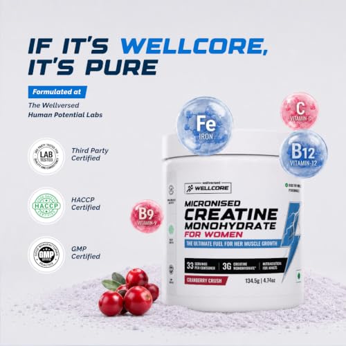 Wellcore Creatine Monohydrate 33 Servings, Cranberry Crush - Image 7
