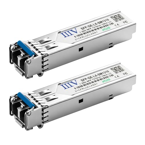 IIIV 1000Base-LX SFP Transceiver, 1.25G SMF LC Module with DDM, 1310nm 20km Mini-Gbic Compatible with Cisco GLC-LH-SMD, TP-Link, Ubiquiti UniFi, Meraki and More (2-Pack)