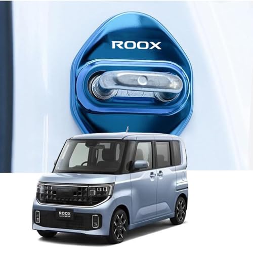 FOR 新型 ルークス ROOX BB1A/BB2A/BB5A/BB6A系 (2025年9月〜) 車のドアロックバックルカバー特別な車のステンレススチールドアロックカバー車のドアロックバックル保護カバー (ブルー)