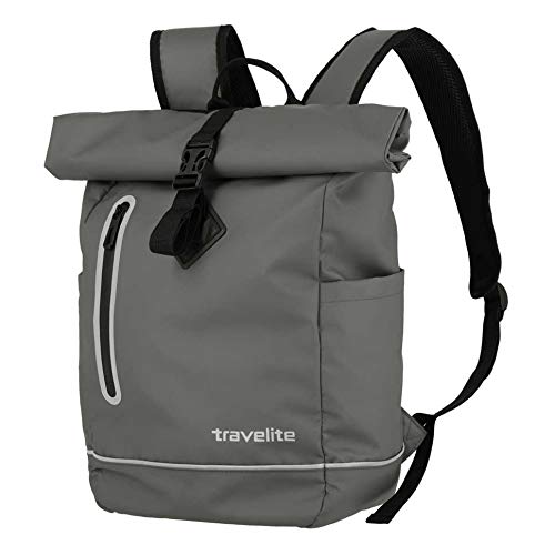Travelite Rolltop Rucksack wasserfest, Fahrradrucksack, Freizeitrucksack mit Rolltop Verschluss & Reflektoren, BASICS, 48 cm, 19 Liter