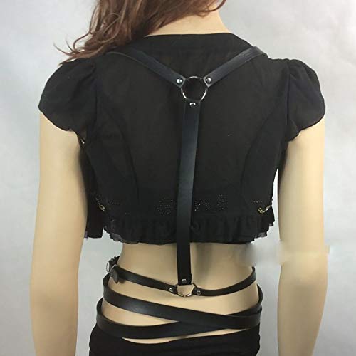 Women's Punk Waist Belt Body Chain Faux Leather Harness Adjustable With Buckles And O-Rings(Ss-05Black) #TOP1