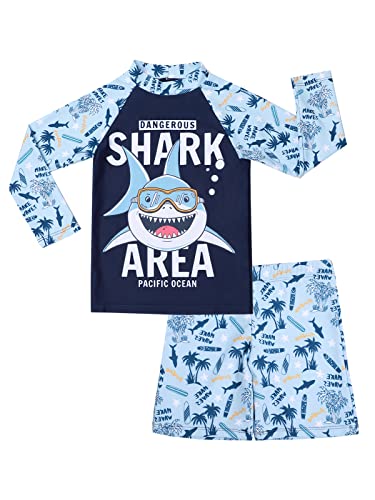 Miyang Boys Swimsuit Rash Guard Toddler Kids Long Sleeve Shark Two Piece Surfing Shark Tag Size 6T=5-6 Year #TOP18