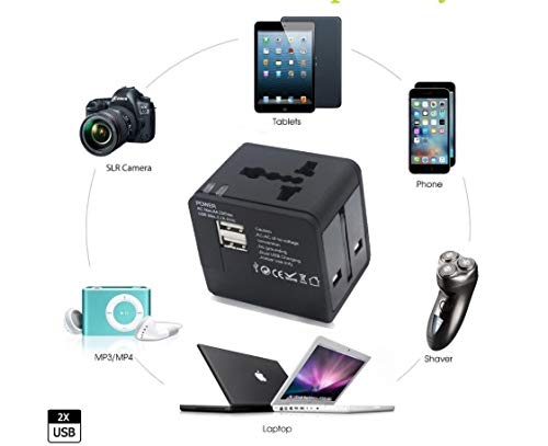 Cuttlefish Universal Worldwide Travel Adapter with Dual USB Ports 3